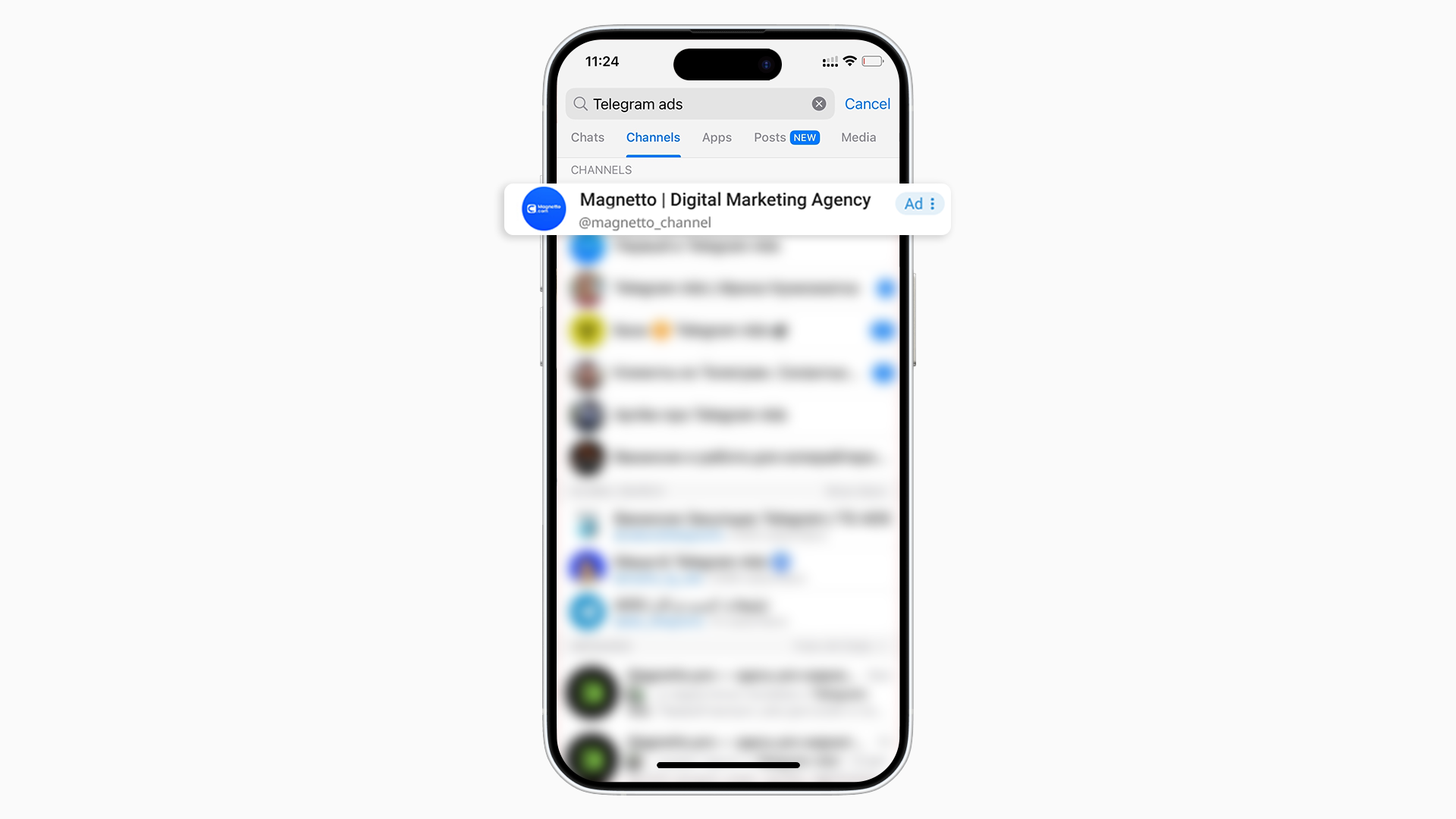Telegram Ads in search