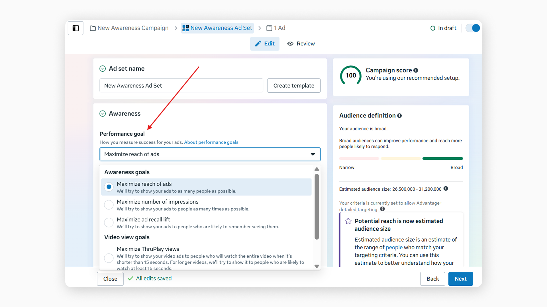 Ads Manager | Performance Goal