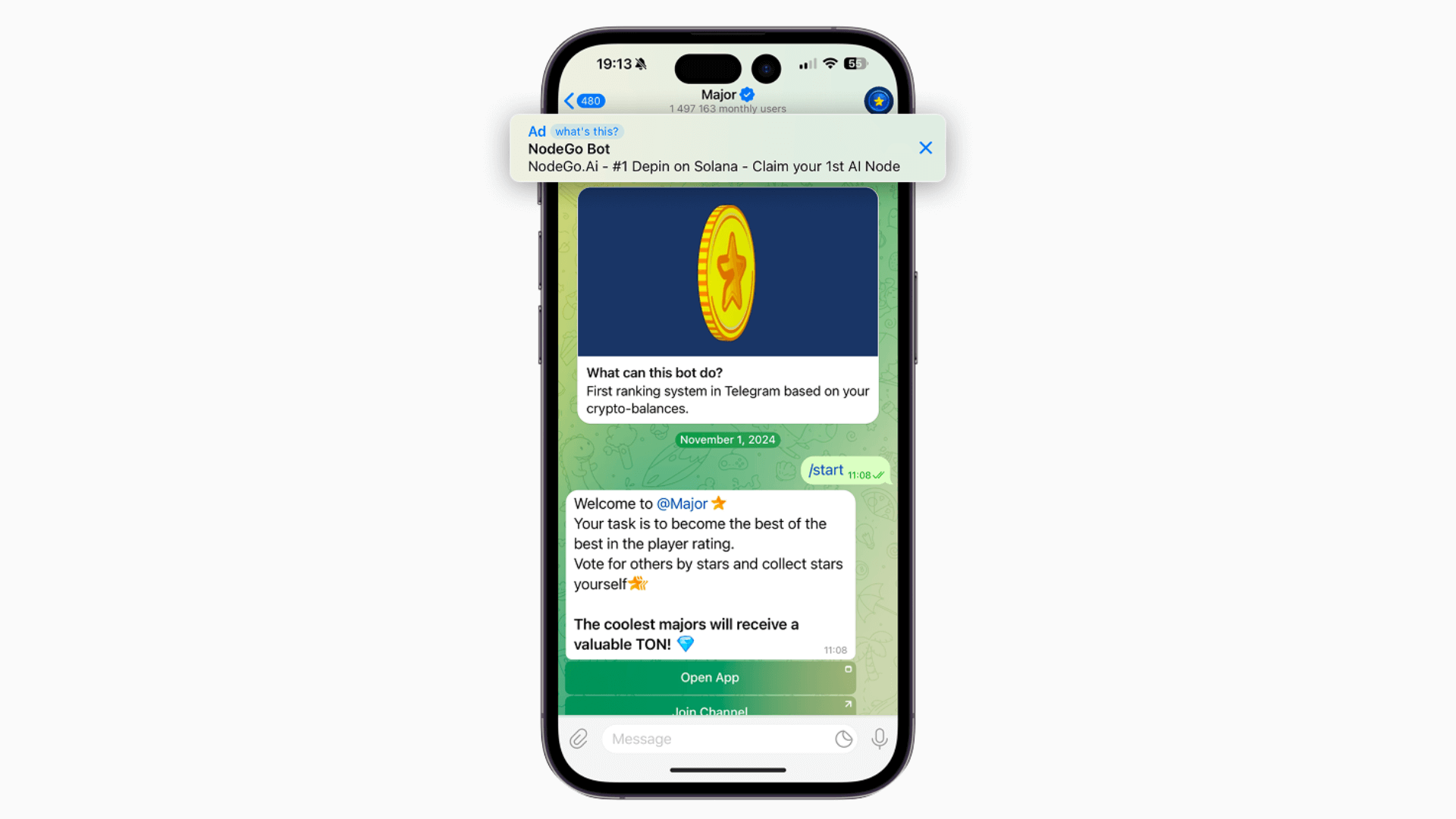 Telegram ad in a bot